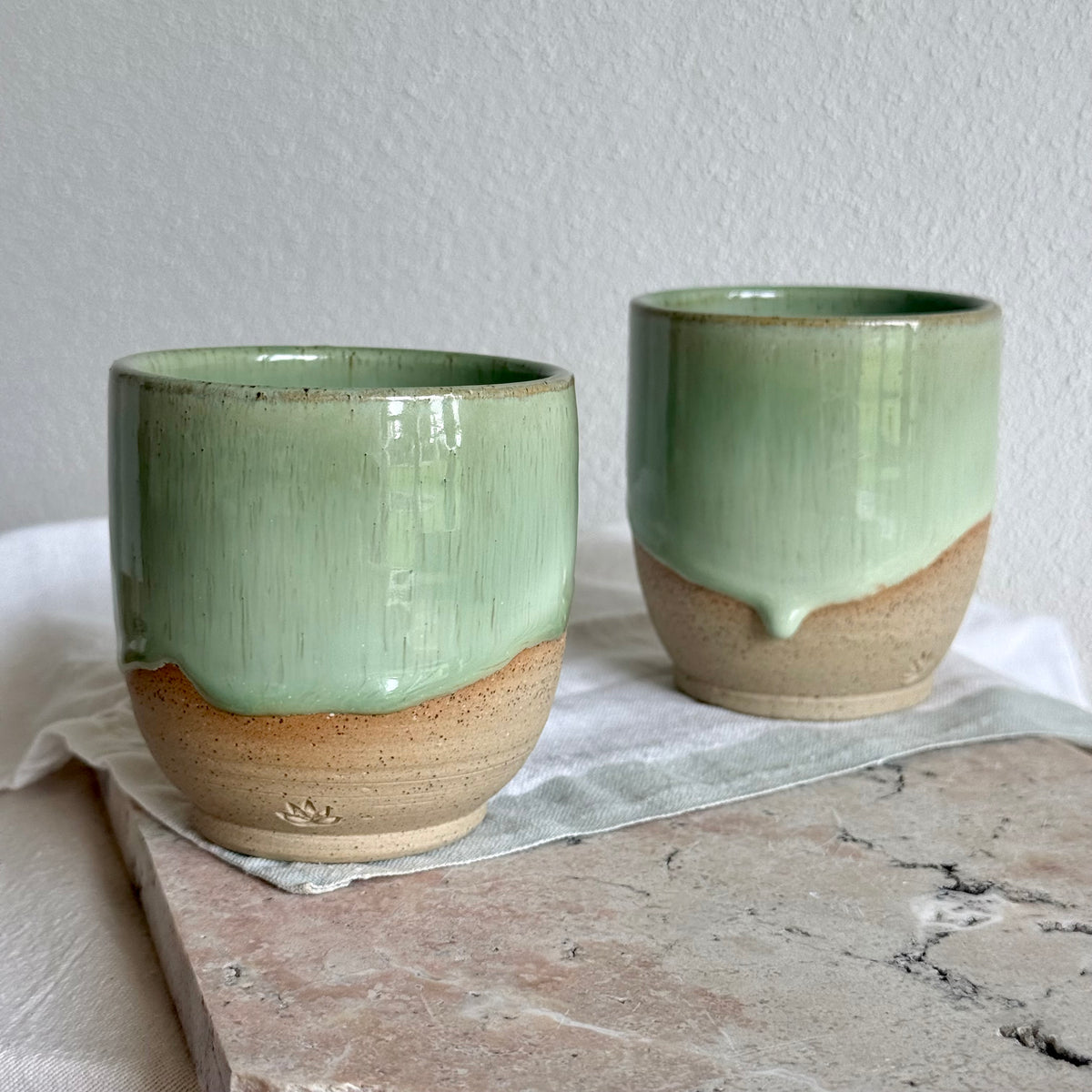 Meadow Green Ceramic Tumbler - Handmade Australian Stoneware - 300ml or 350ml