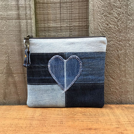 Upcycled Denim Purse – Blue Denim Heart