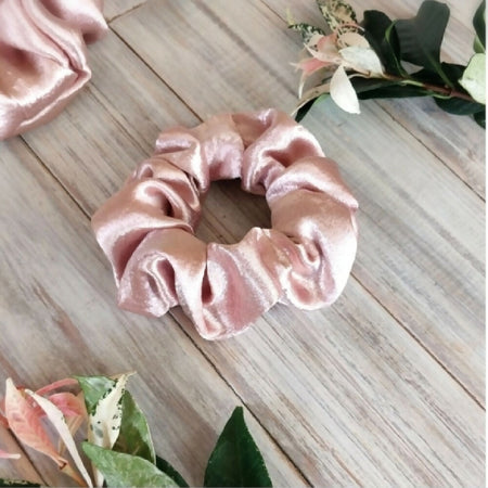 Blush luxe satin scrunchies - Slim, Mid-size or Large