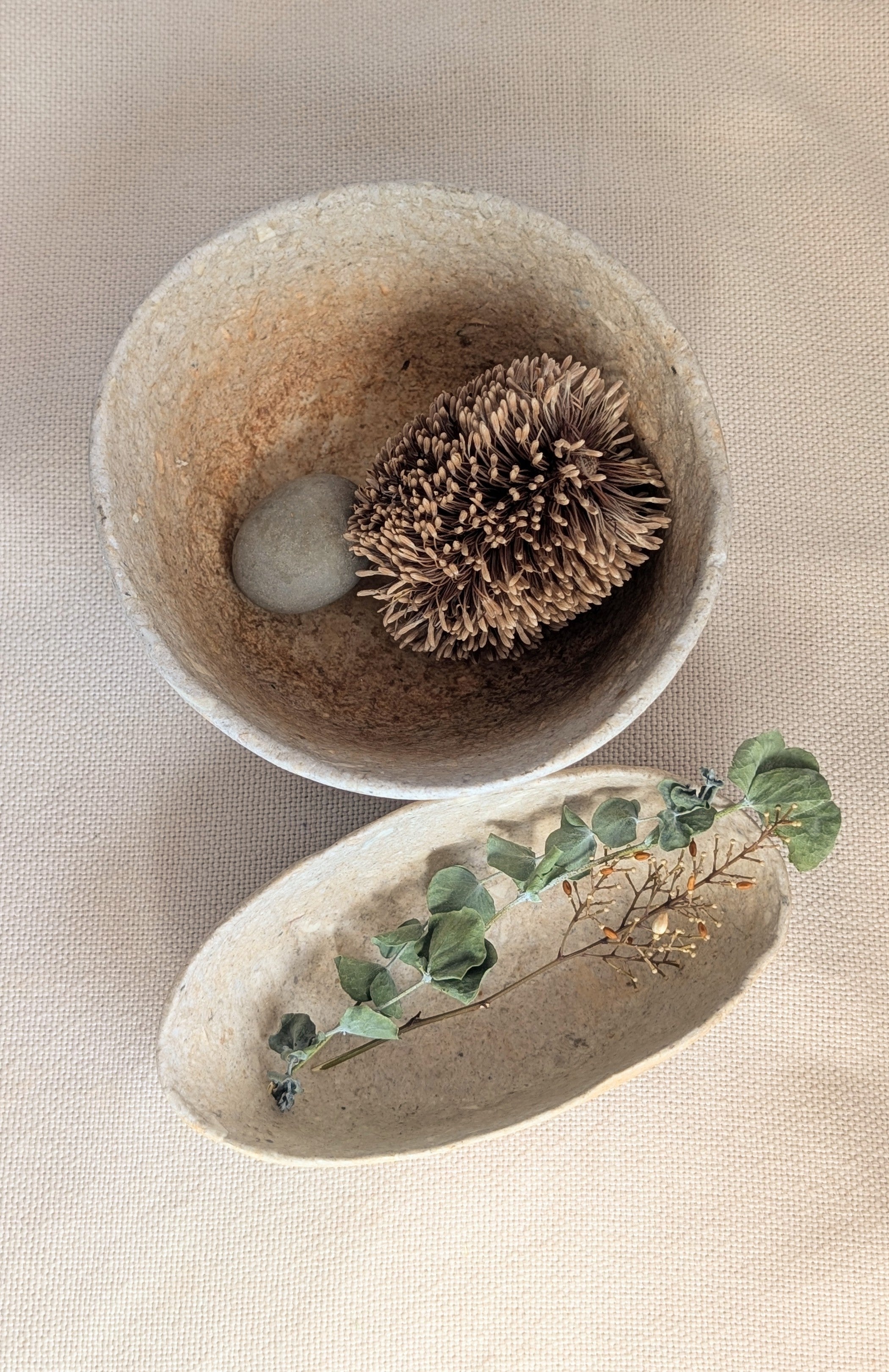 Handmade Sculptural Paper Bowl - Recycled Paper Decorative Bowl - Sustainable Home Décor