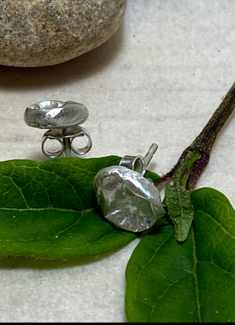 Tidal Pool Stud Earrings | Handmade Sterling Silver Organic Studs