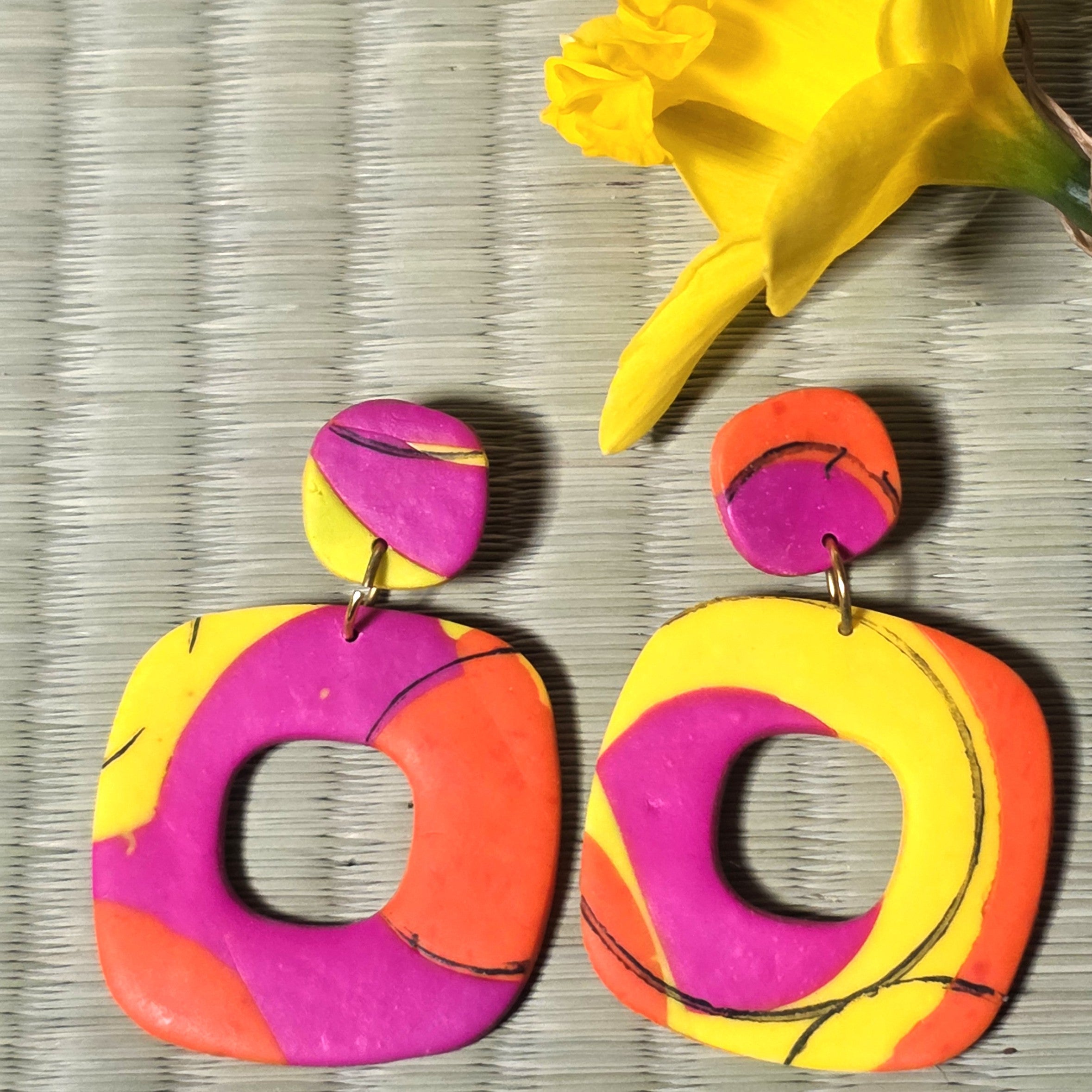 Bright Polymer Clay Earrings