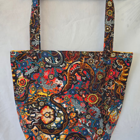 Handmade |Sleepy Lizards Indigenous Print | Tote Bag