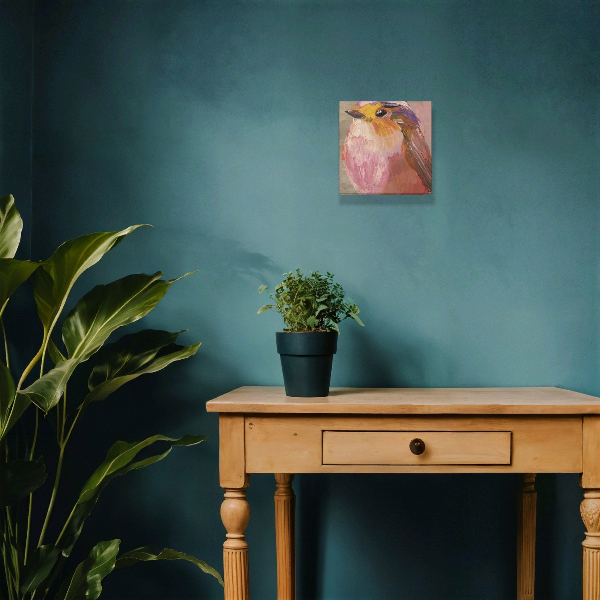 Pink Robin Wall Art Original Painting