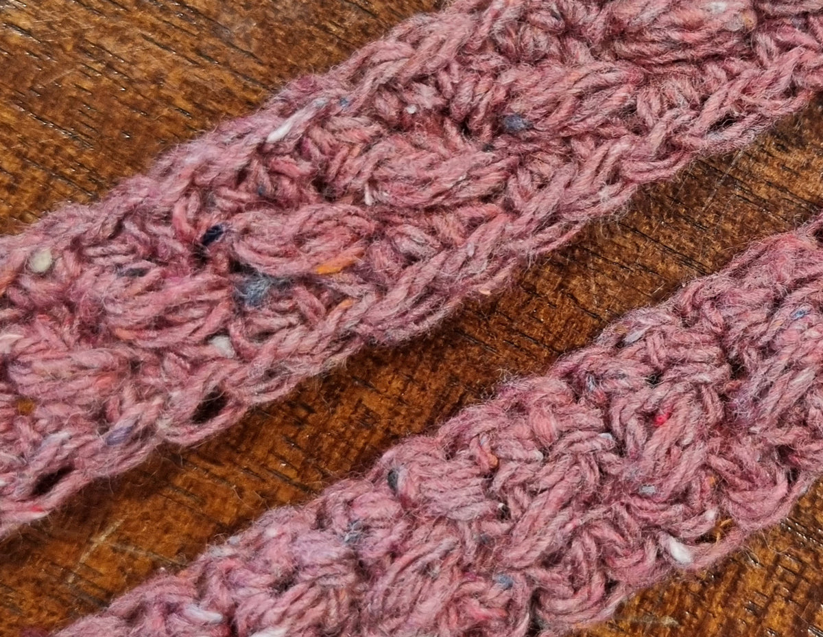Crochet Lanyard - Pink upcycled denim yarn