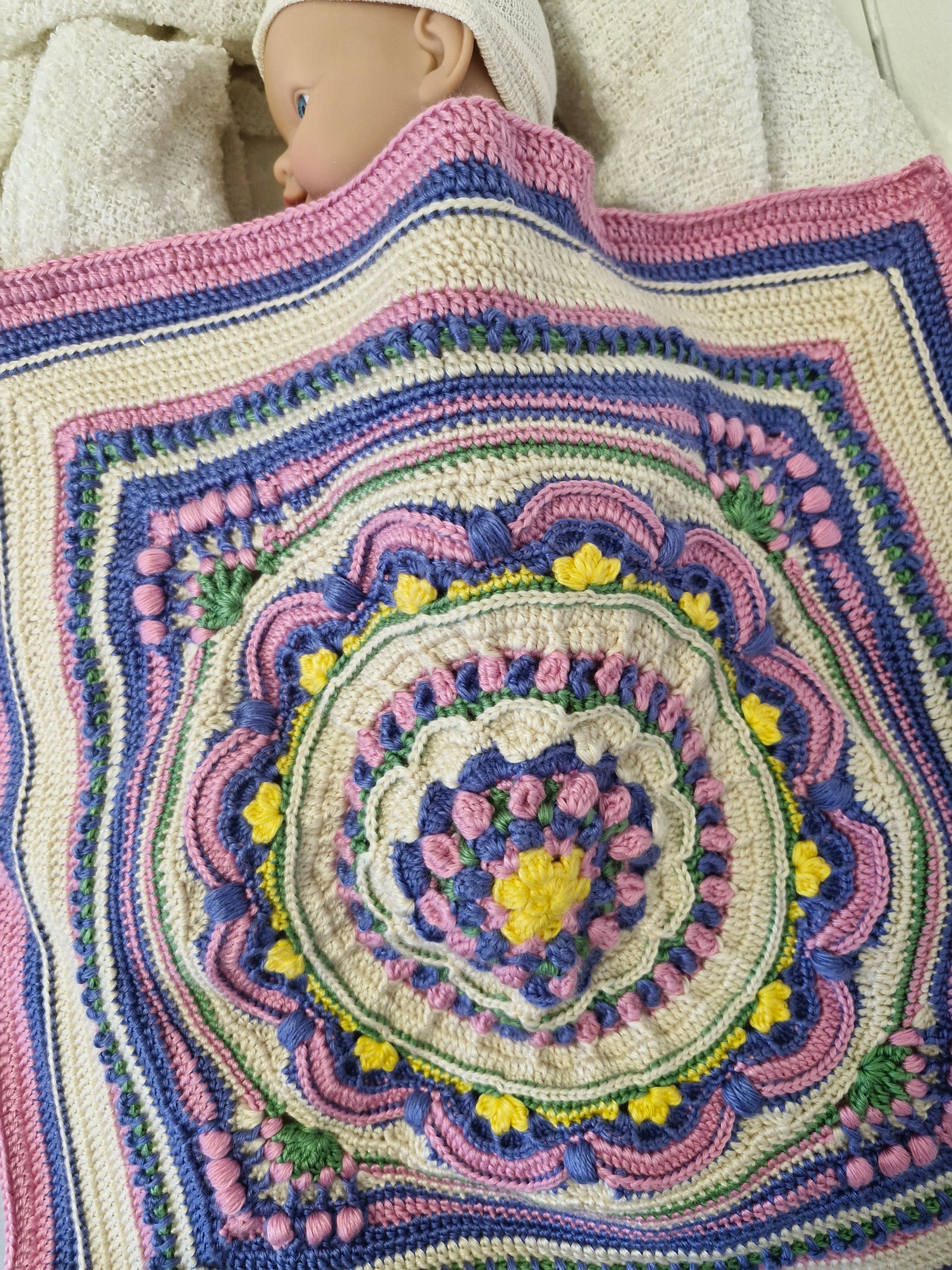 Sweet Caroline Vintage style Crochet Baby Blanket Pram size