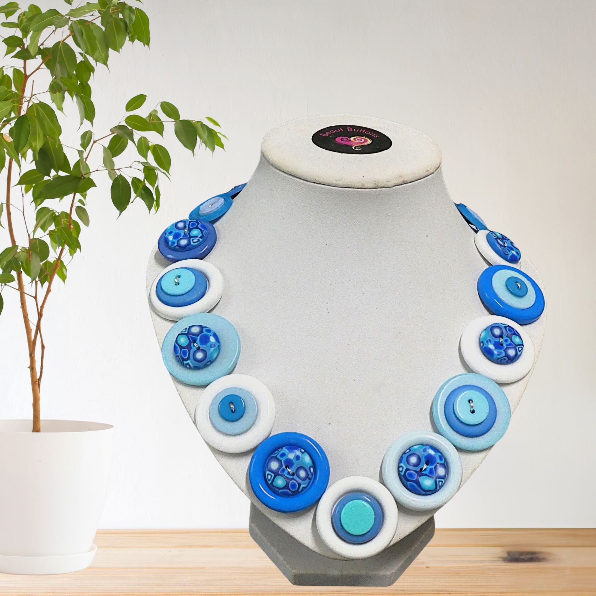 Button necklace - Blue Planet