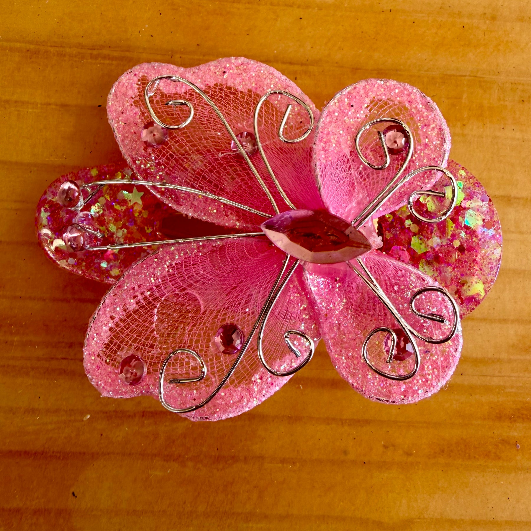 Pink Butterfly Hair Clip