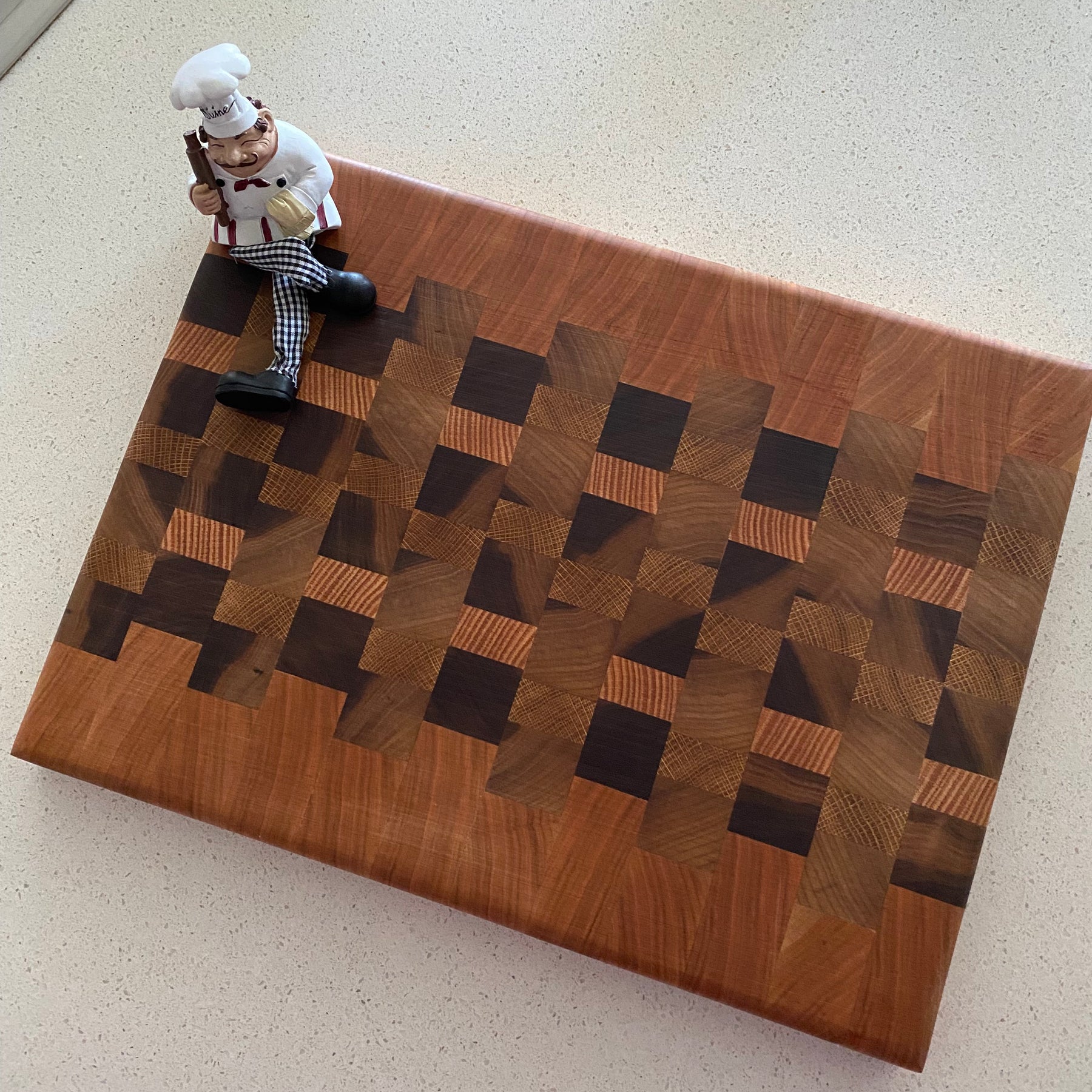 Handmade End Grain Chopping Board, Featuring Cherry and Black Walnut