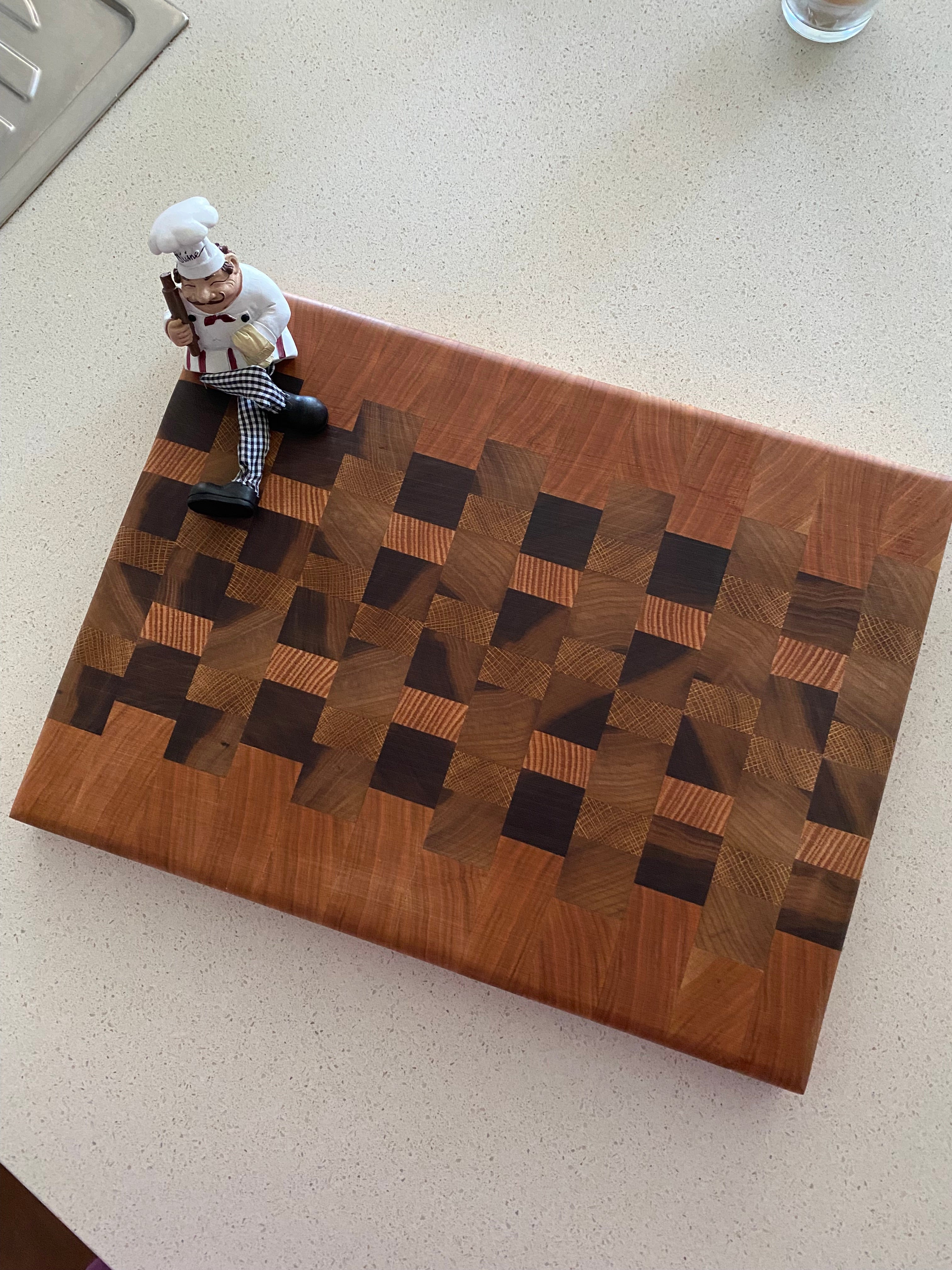 Handmade End Grain Chopping Board, Featuring Cherry and Black Walnut