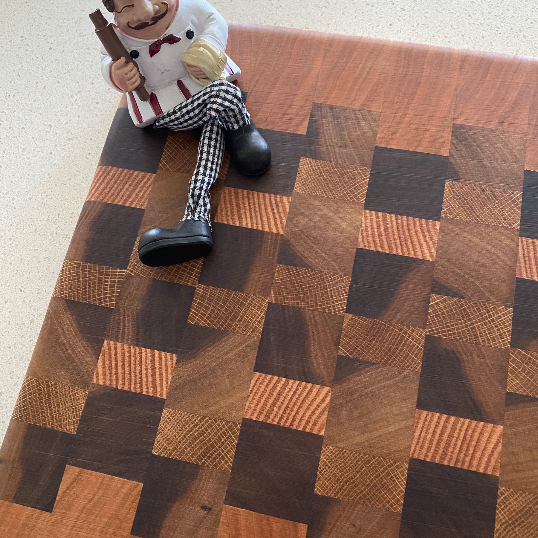 Handmade End Grain Chopping Board, Featuring Cherry and Black Walnut