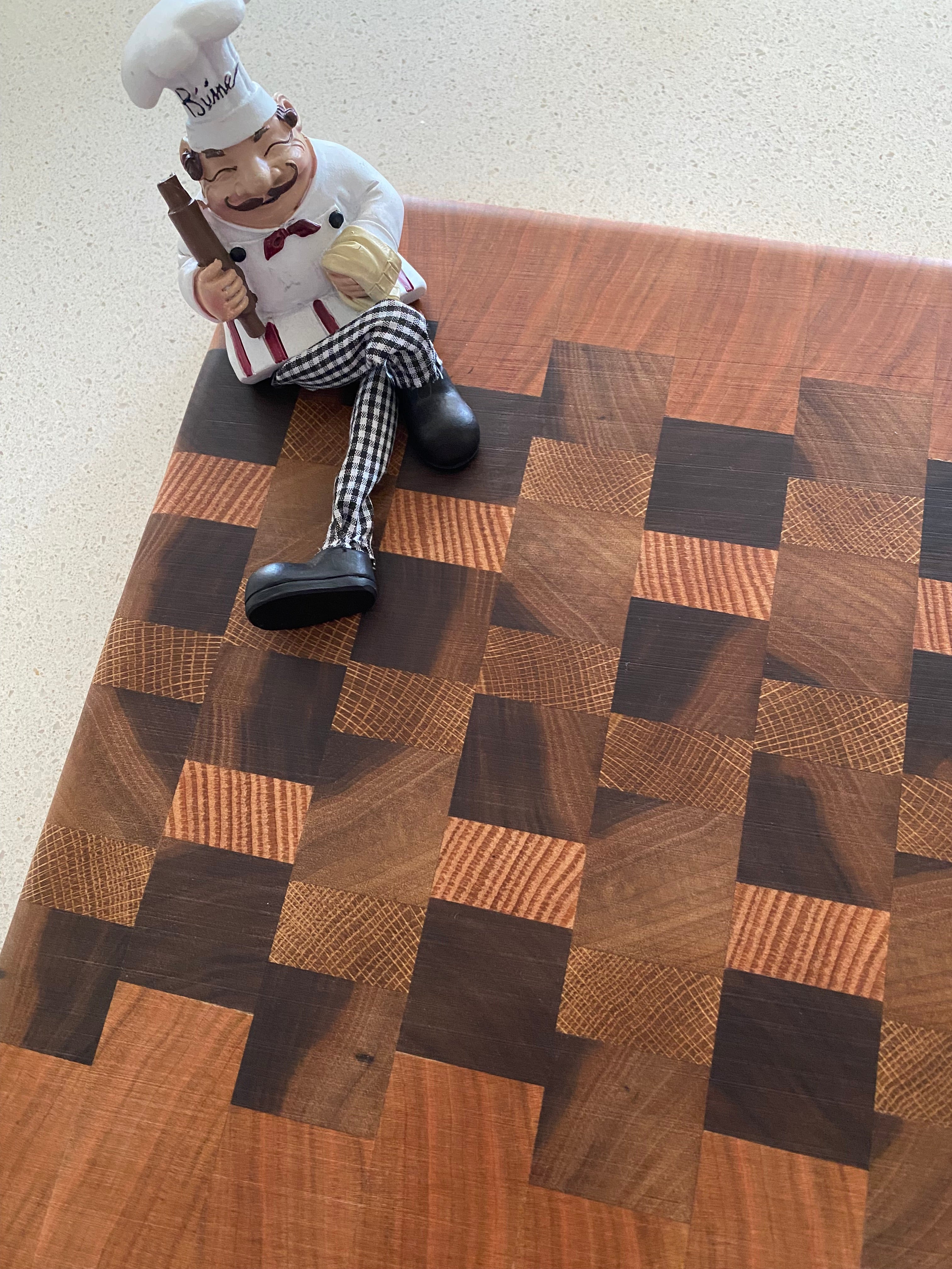 Handmade End Grain Chopping Board, Featuring Cherry and Black Walnut