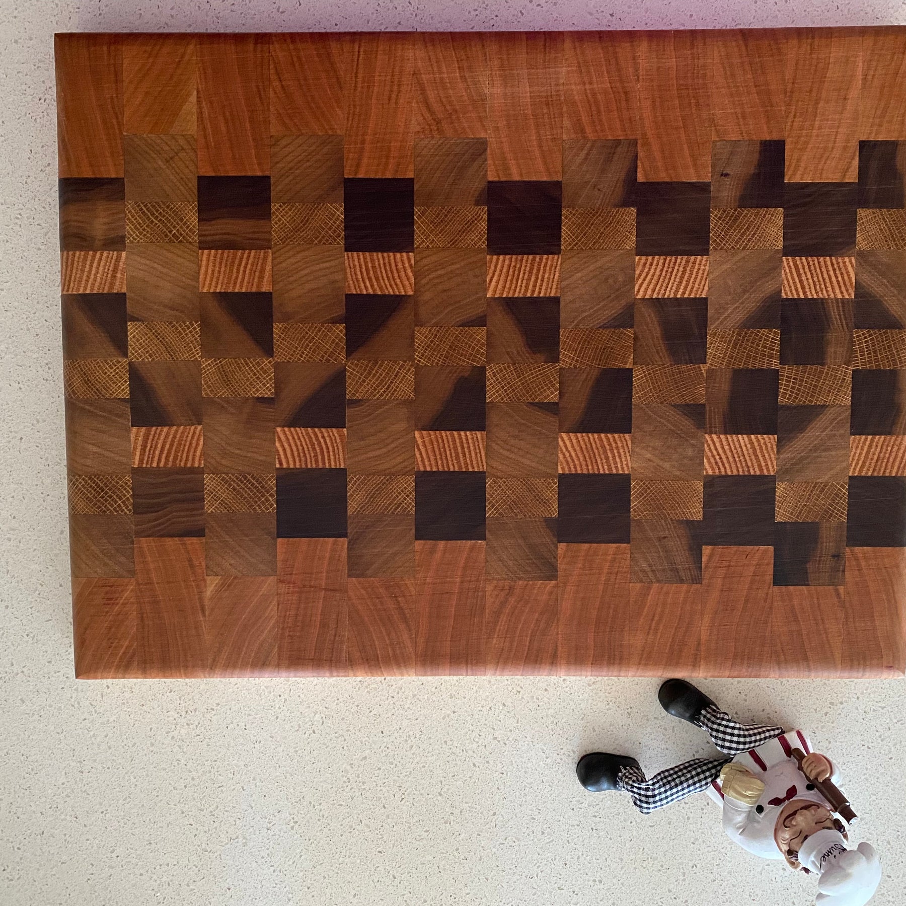 Handmade End Grain Chopping Board, Featuring Cherry and Black Walnut