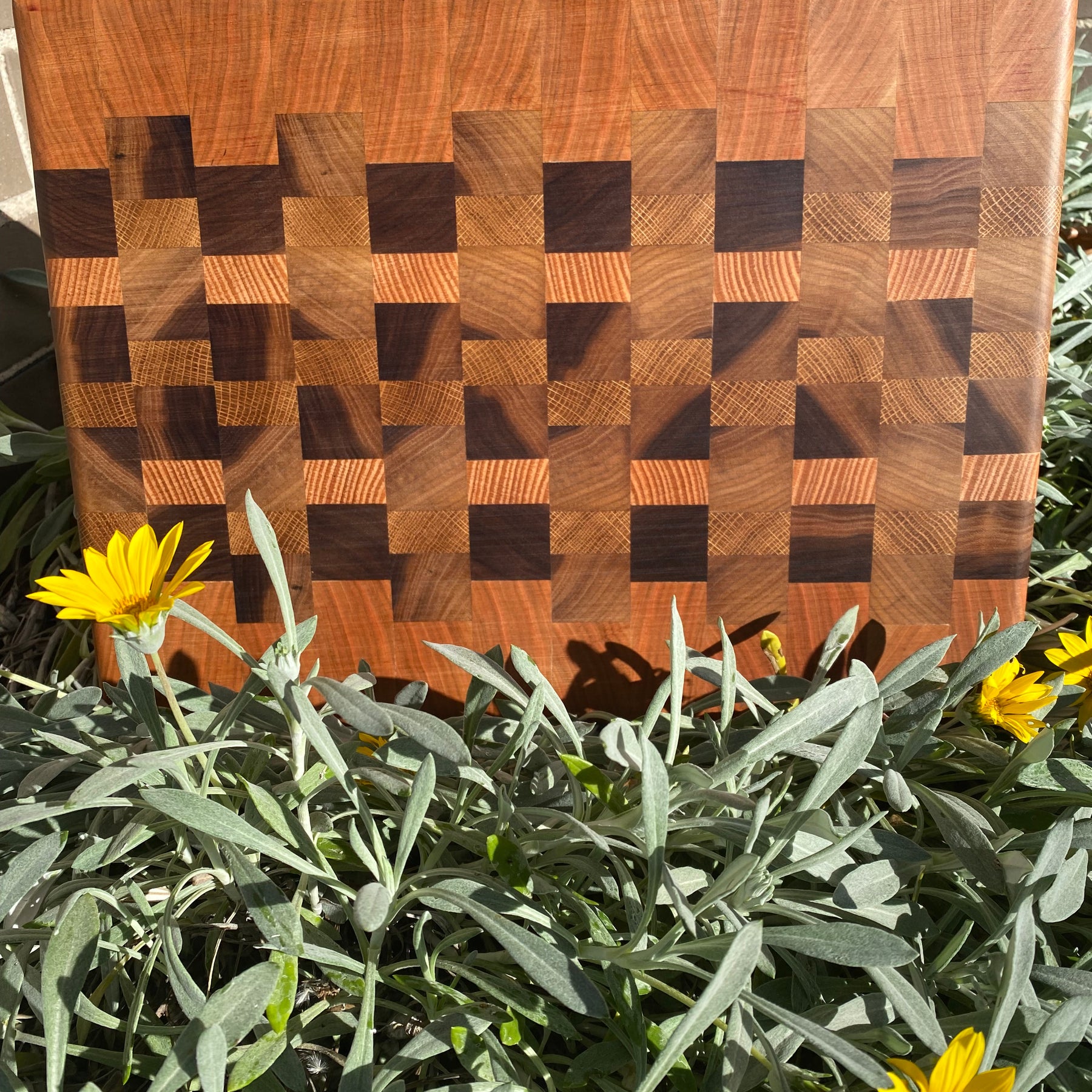 Handmade End Grain Chopping Board, Featuring Cherry and Black Walnut