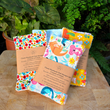 Classic 3 Layer Reusable Cotton Sponges 2pk