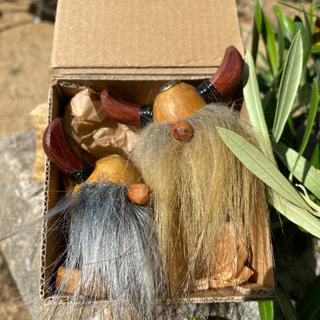 Wooden Viking Bobble Heads - Twin Pack + Free Magnet