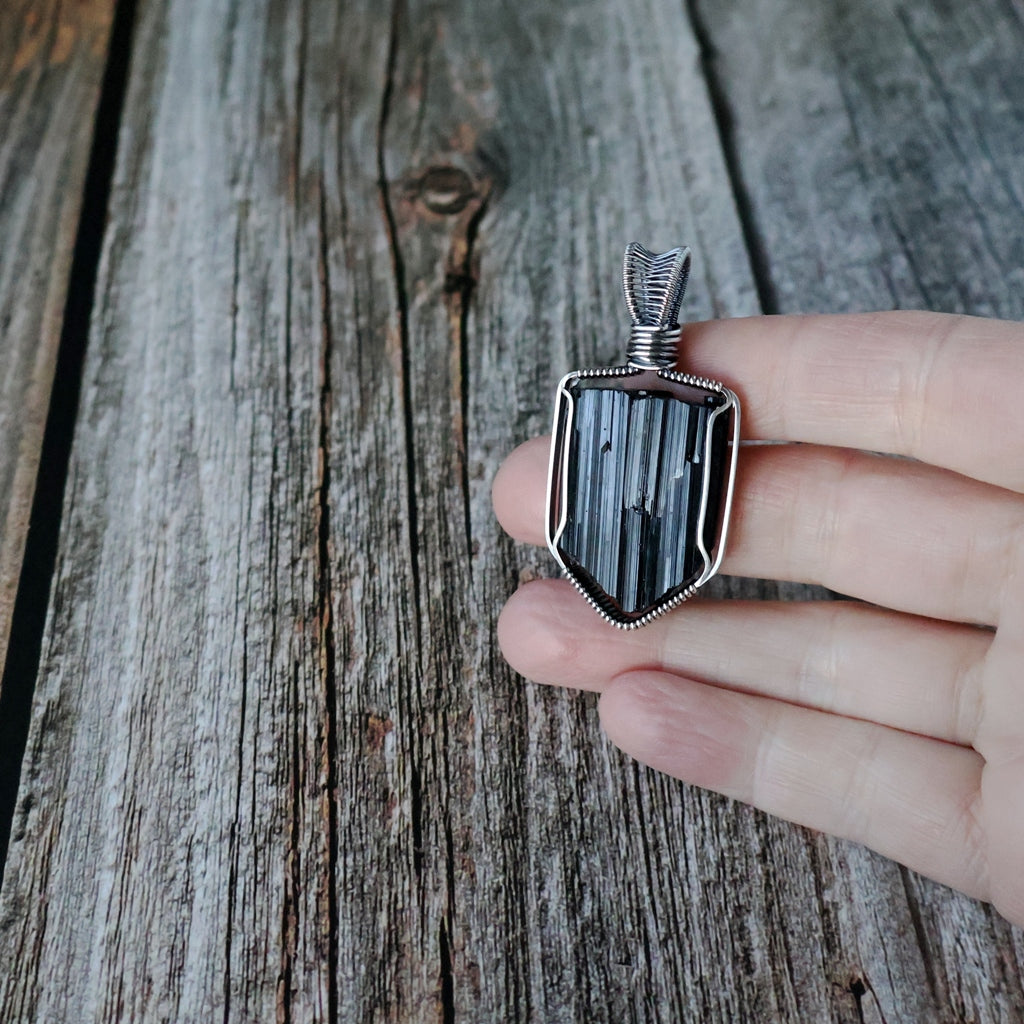 Sterling Silver Black Tourmaline Pendant ~ Talisman of Protection and Purification
