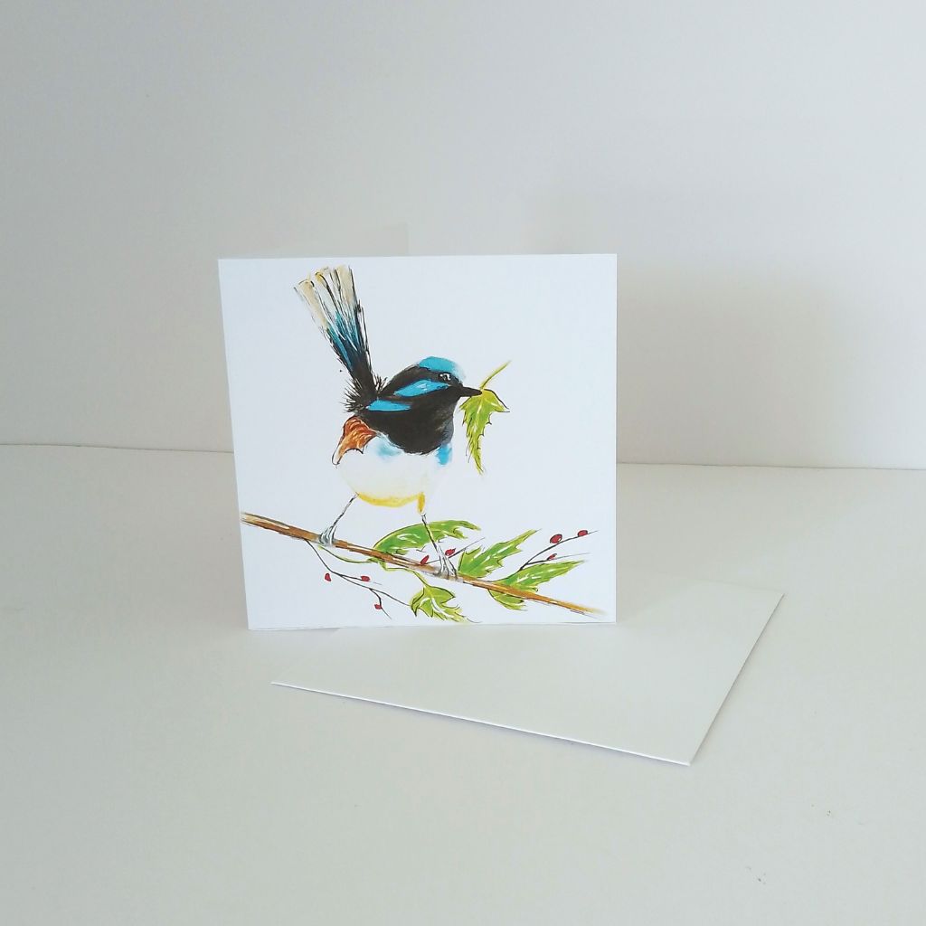 Blue Wren Christmas Cards - set of 4 designs