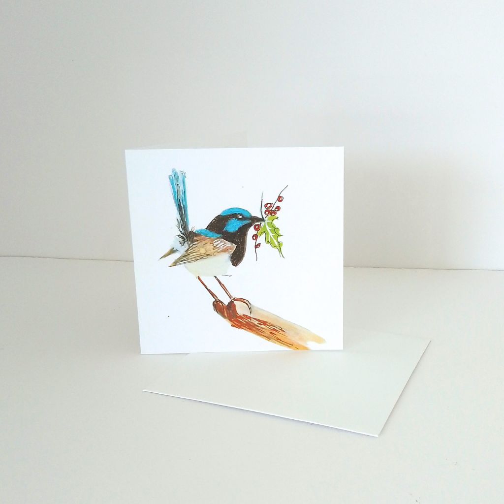 Blue Wren Christmas Cards - set of 4 designs