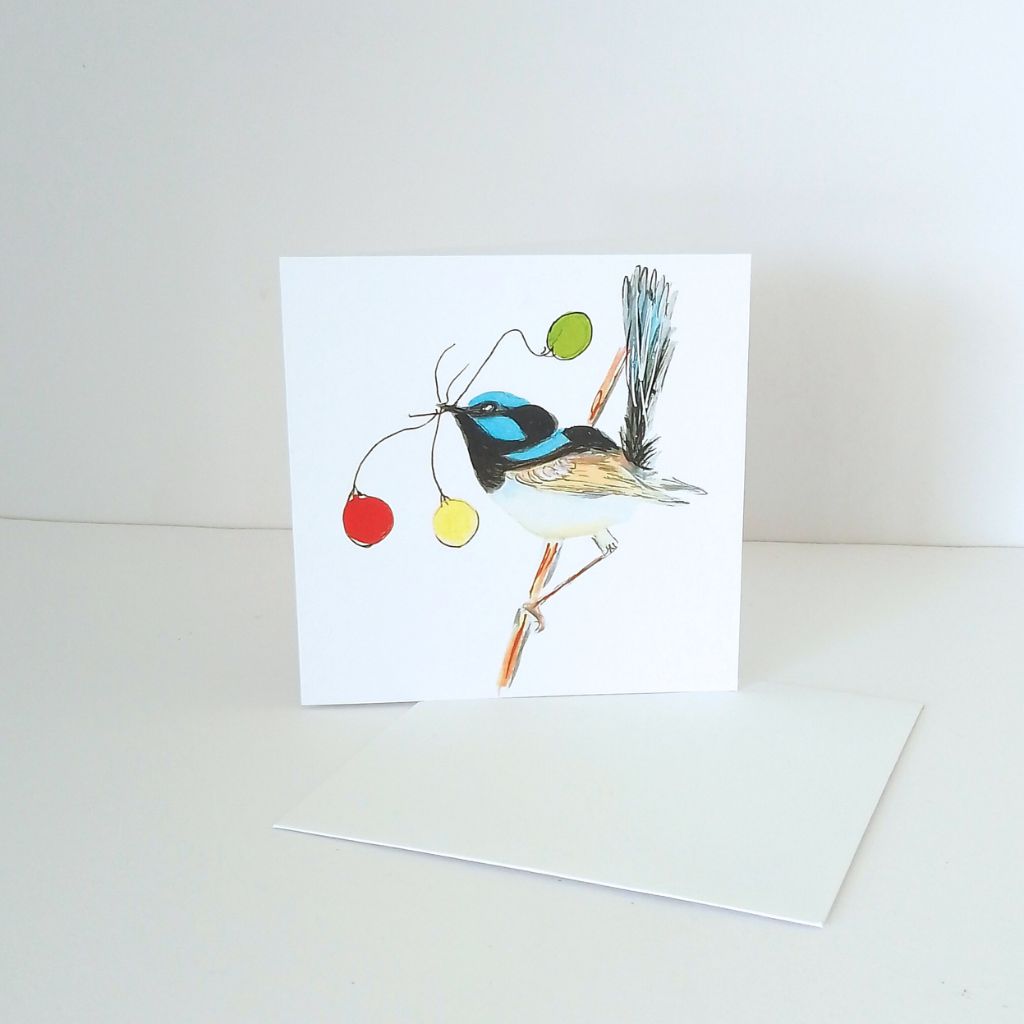 Blue Wren Christmas Cards - set of 4 designs