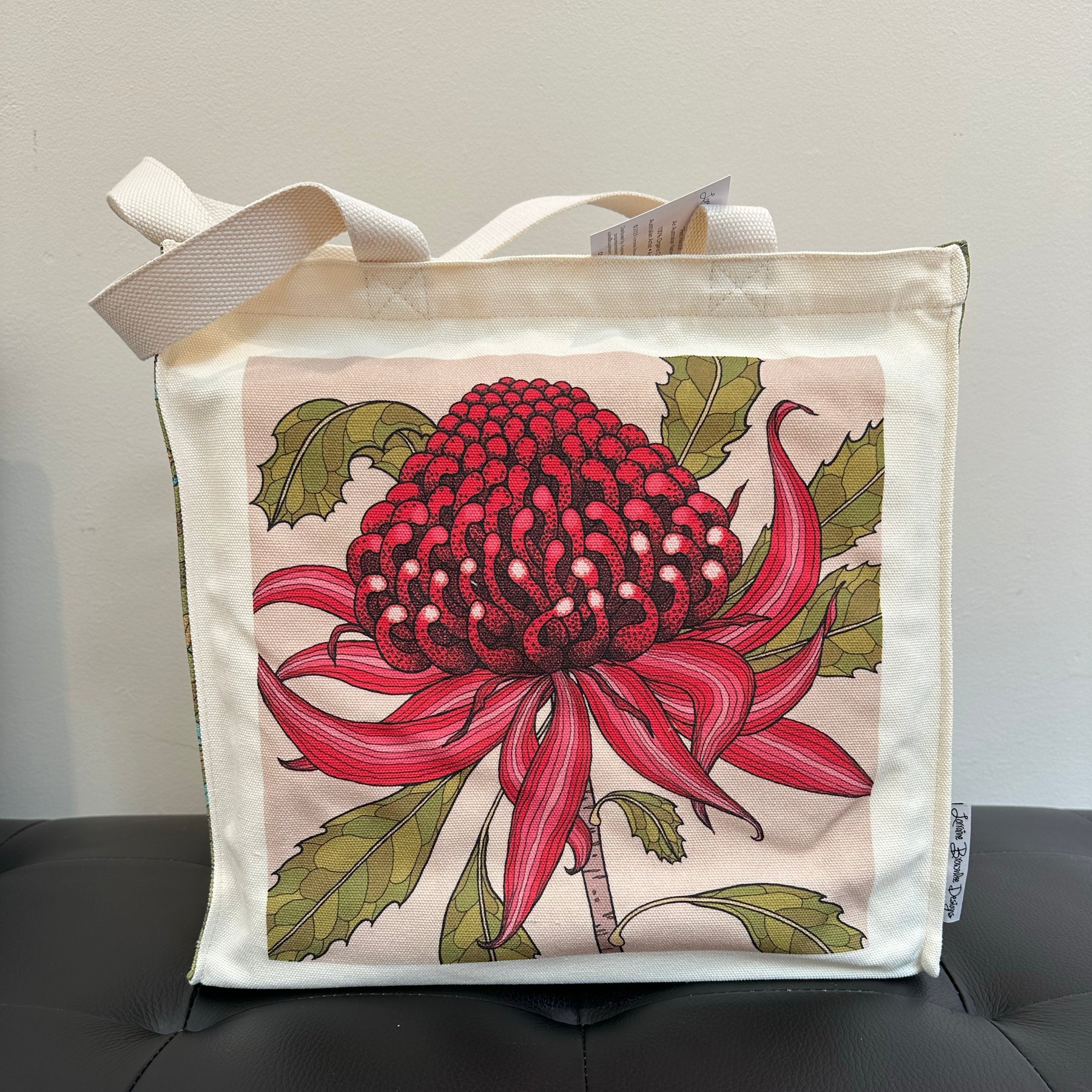 Waratah Canvas art tote bag - carry or over shoulder