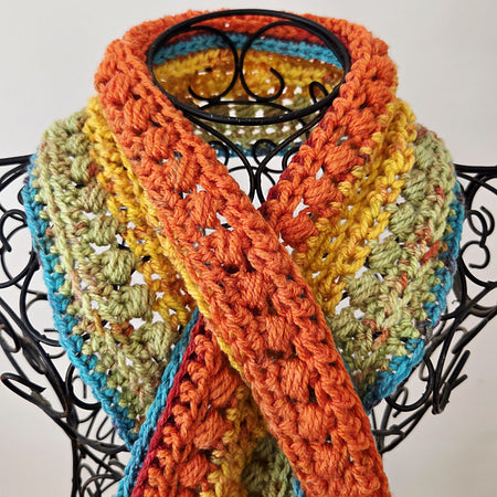 Crochet Keyhole Scarf | Handmade Ladies Neckwarmer | Adult | Rainbow