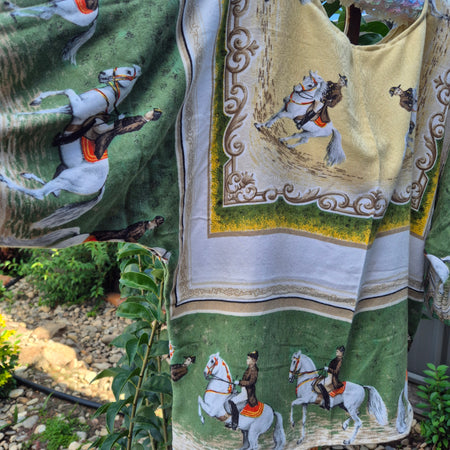 Upcycled Vintage Tablecloth top. Horses, soft and drapey