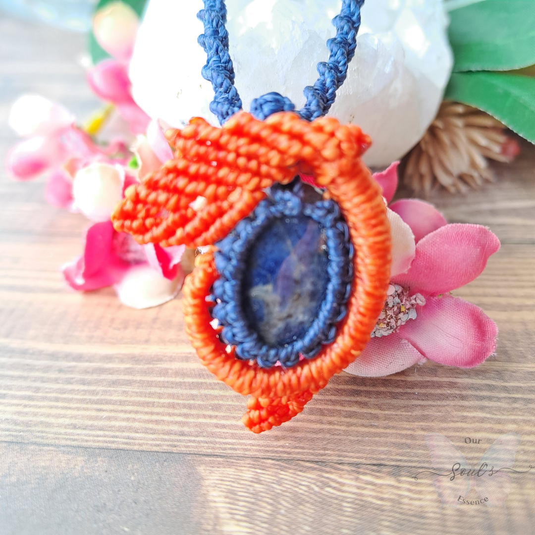 Sunset Sodalite Micro Macramé Necklace