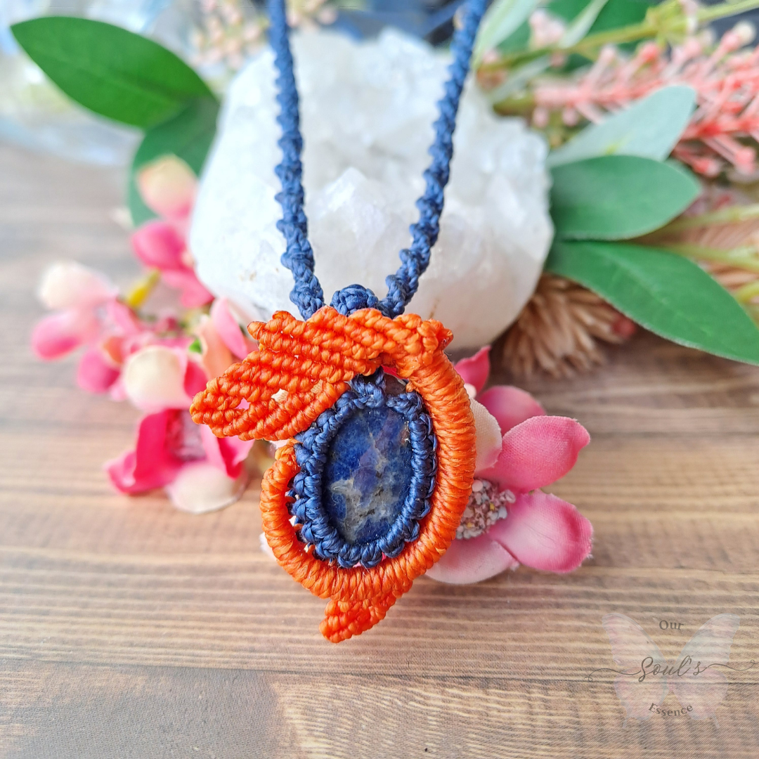 Sunset Sodalite Micro Macramé Necklace