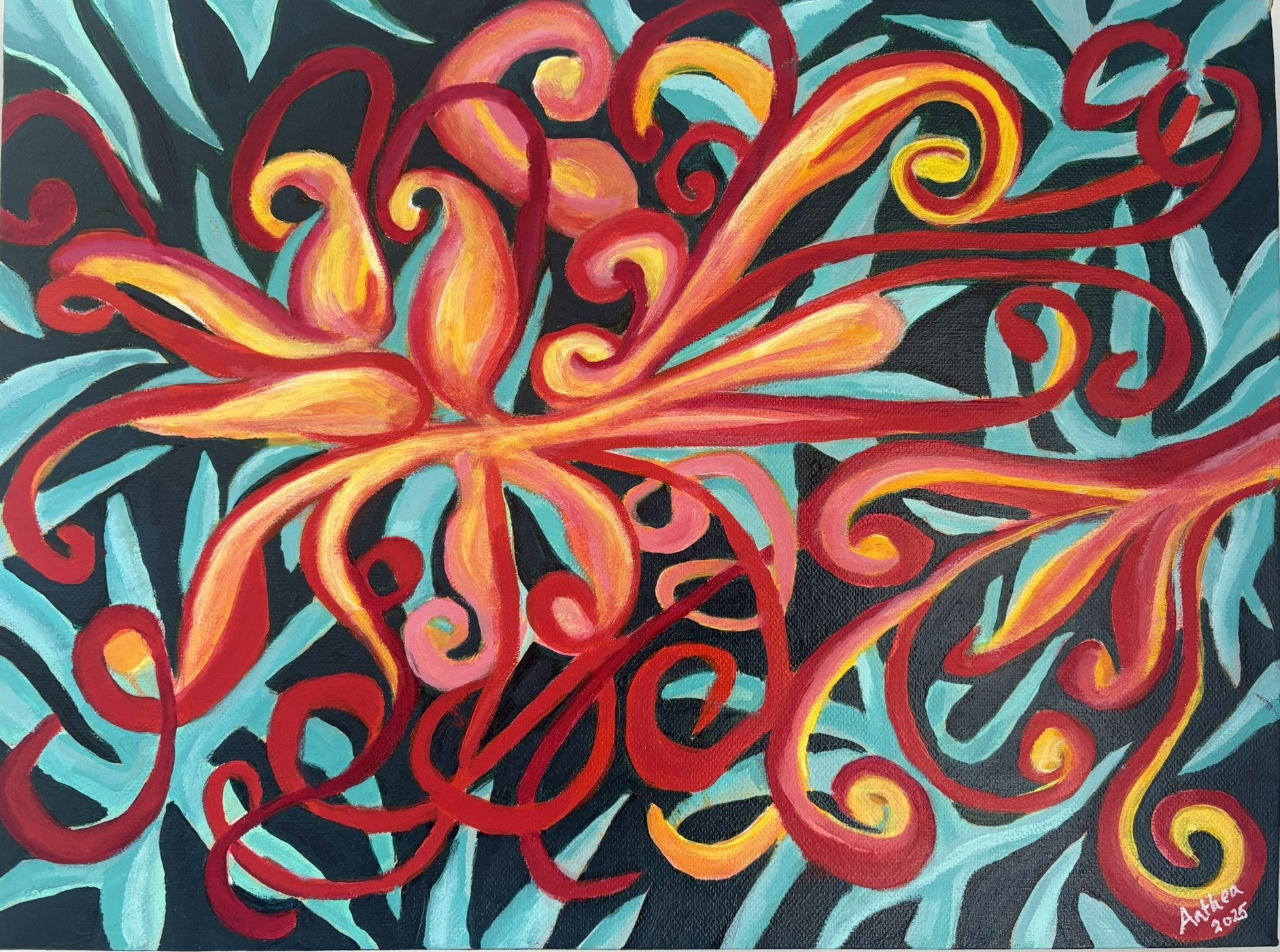 Grevillea Spider Legs - Original Acrylic Painting Australian Native Grevillea