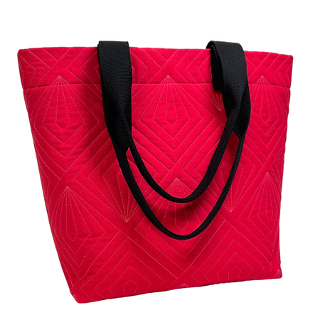 Tote Bag - Quilted Canvas Red - Shopping/Beach/Market/Everyday