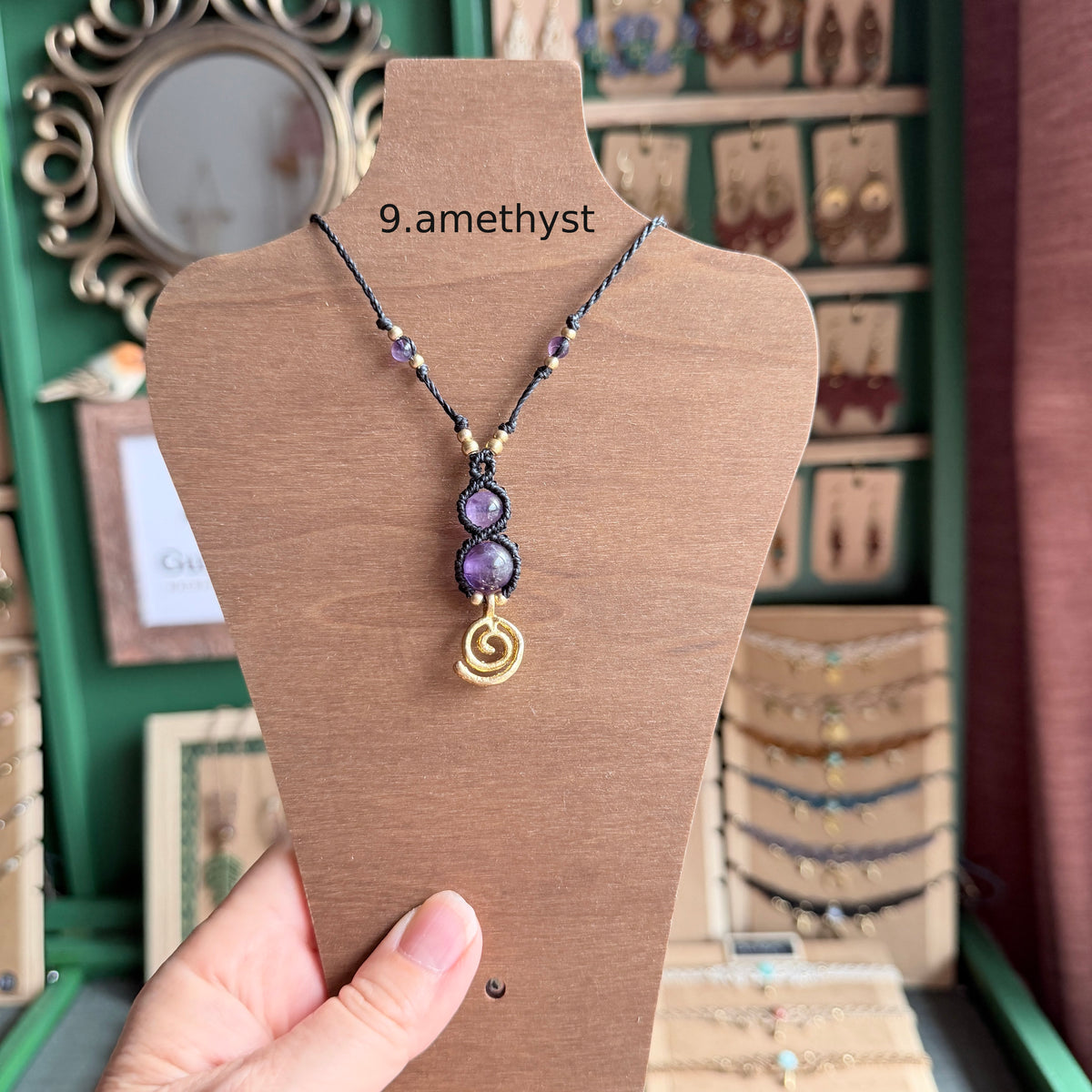 Macrame Double Bead Necklace- different bead and colour options