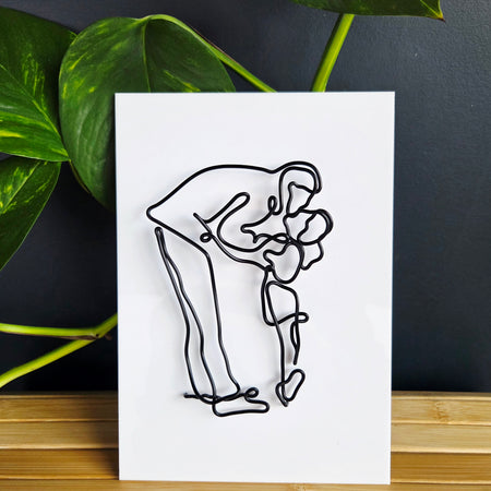 Wire Art Embrace Plaque | Parent and Child Line Art | Custom Colour Wire Sculpture | Family Wall Art | New Baby Gift | Acrylic Plaque