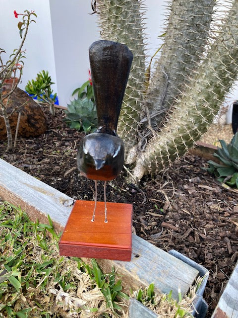 Hand carved Willy Wagtail Wooden Sculpture