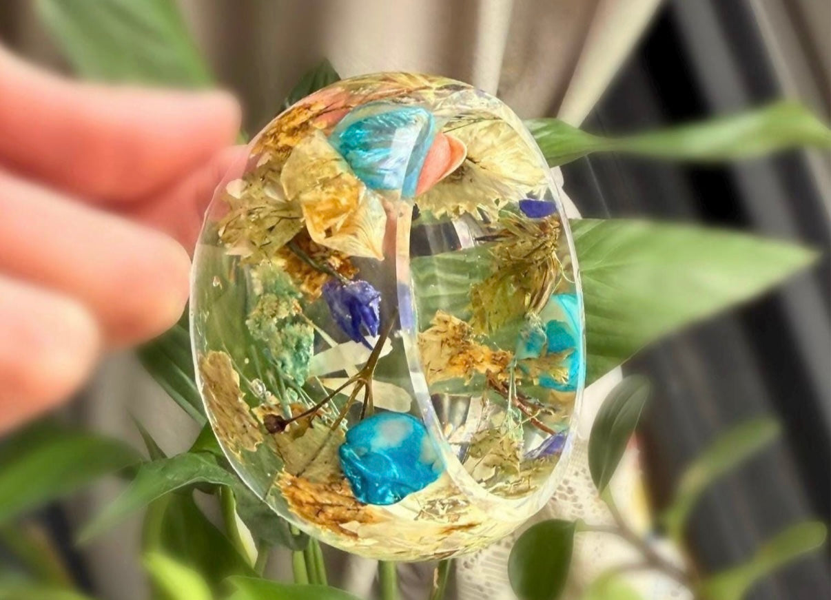 Handmade Pressed Flower Resin Bangle