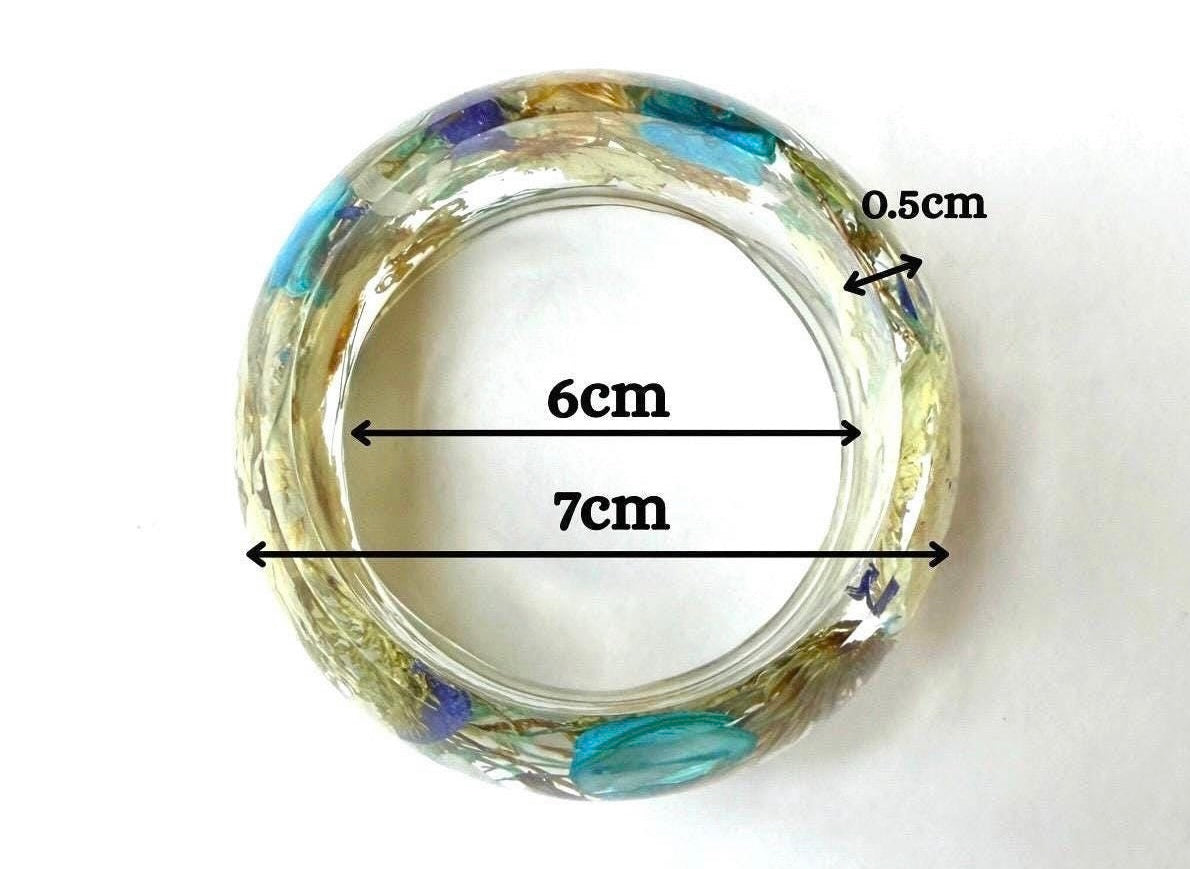 Handmade Pressed Flower Resin Bangle