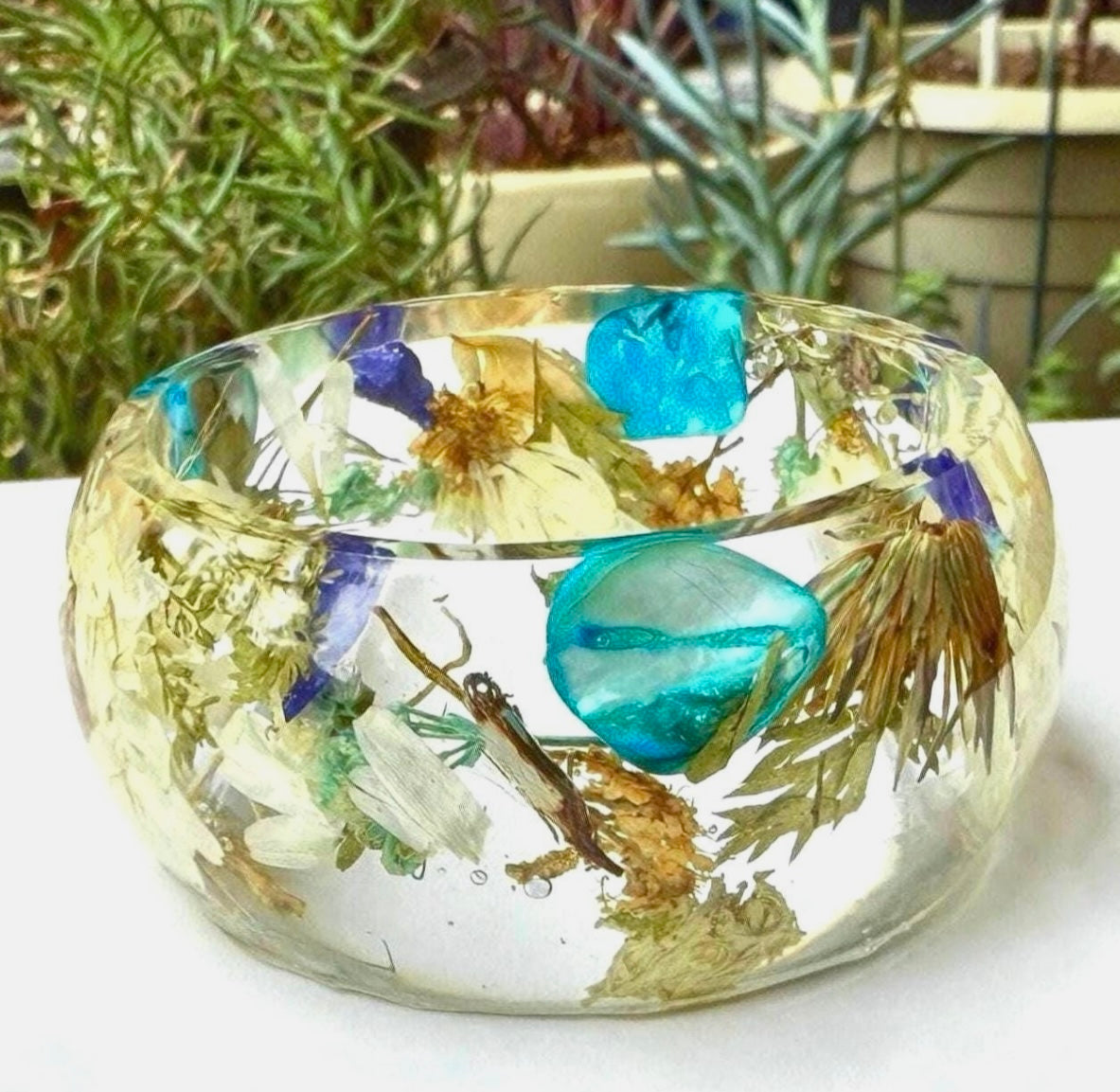 Handmade Pressed Flower Resin Bangle