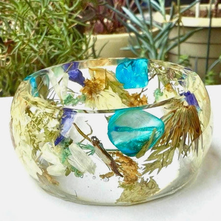 Handmade Pressed Flower Resin Bangle