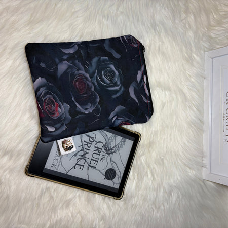 Handmade Padded Kindle & E-Reader Sleeve | 🌑 Midnight Rose Collection