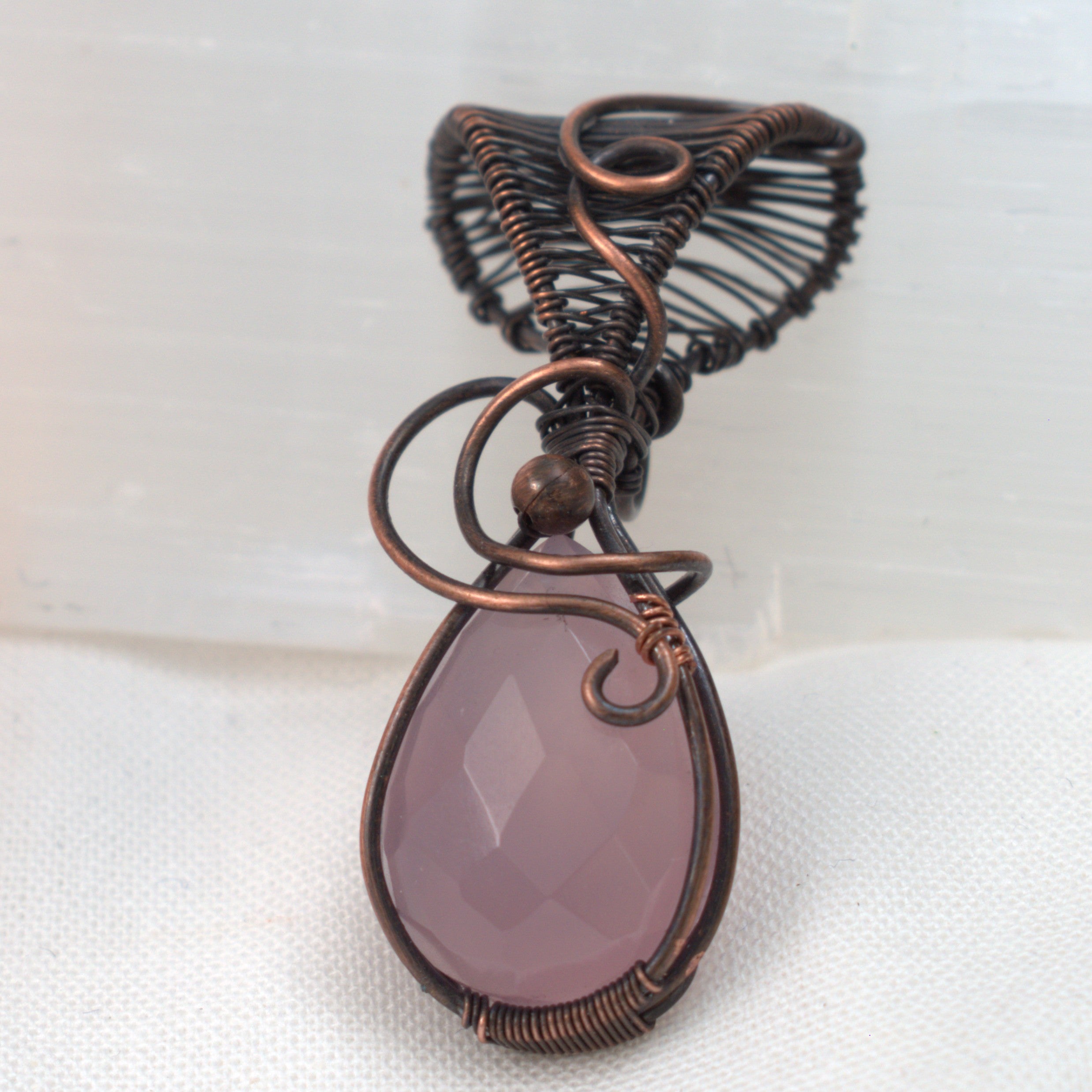 Velvet Reverie – Hand-wrapped Lavender Chalcedony Copper Pendant