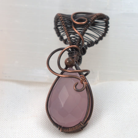 Velvet Reverie – Hand-wrapped Lavender Chalcedony Copper Pendant
