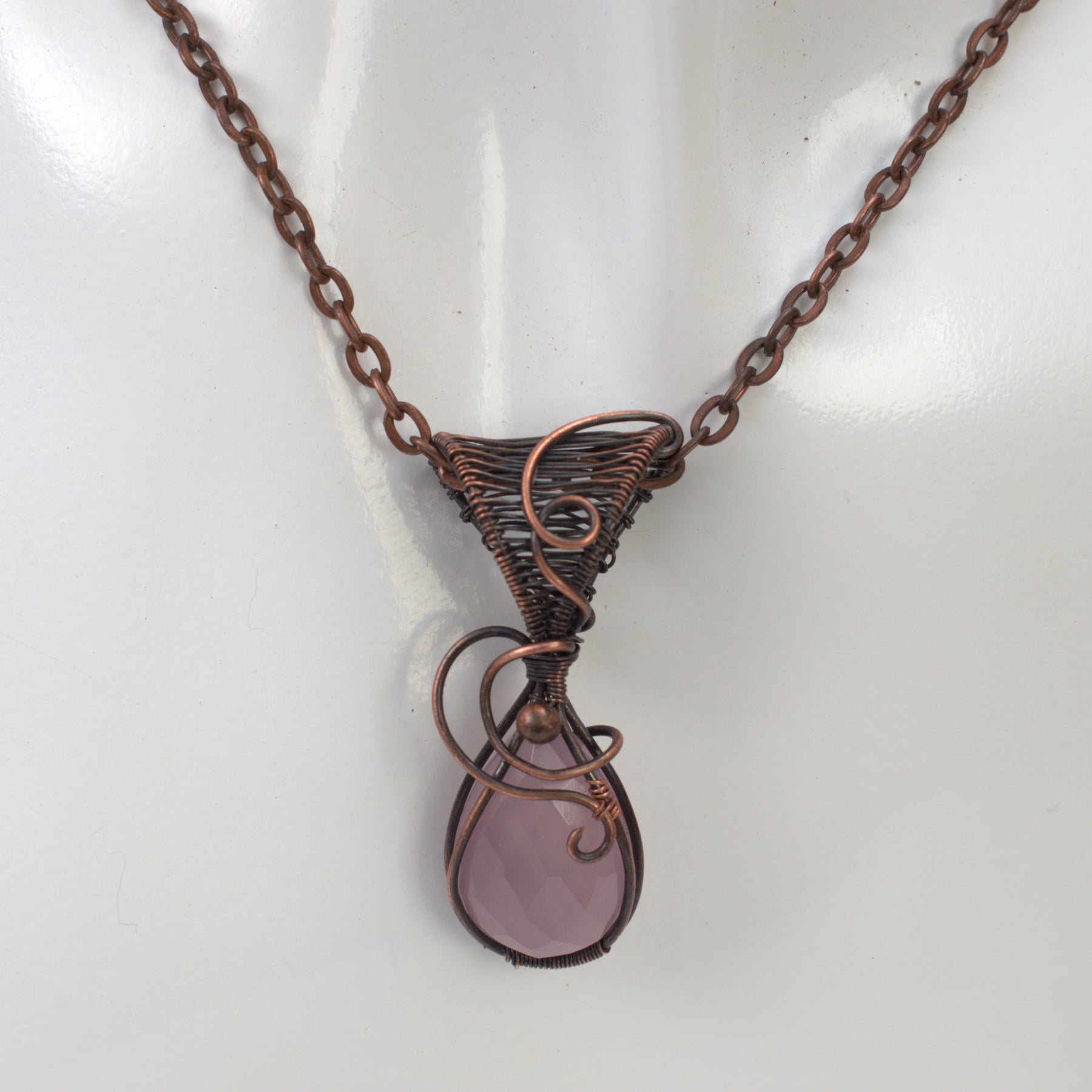 Velvet Reverie – Hand-wrapped Lavender Chalcedony Copper Pendant