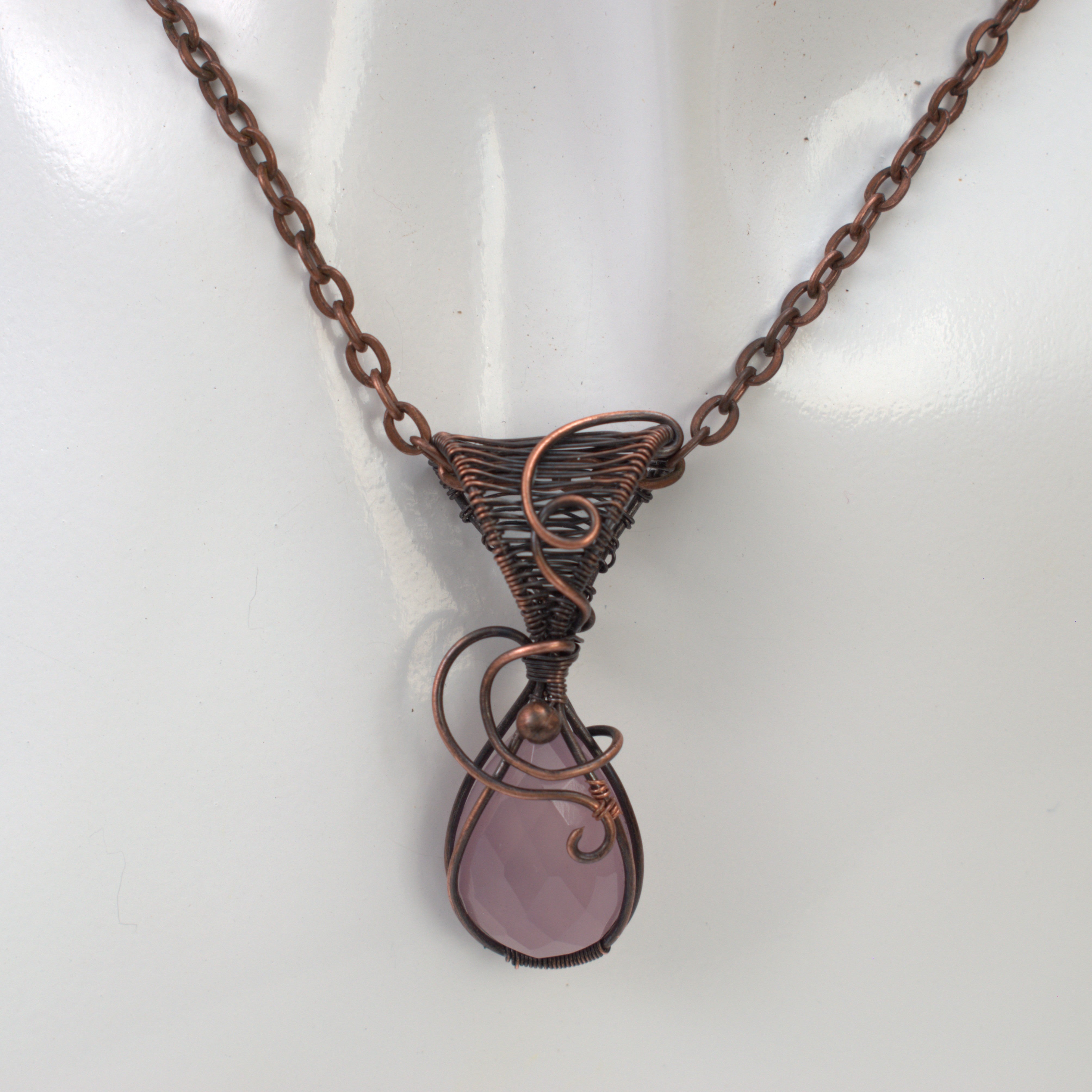 Velvet Reverie – Hand-wrapped Lavender Chalcedony Copper Pendant