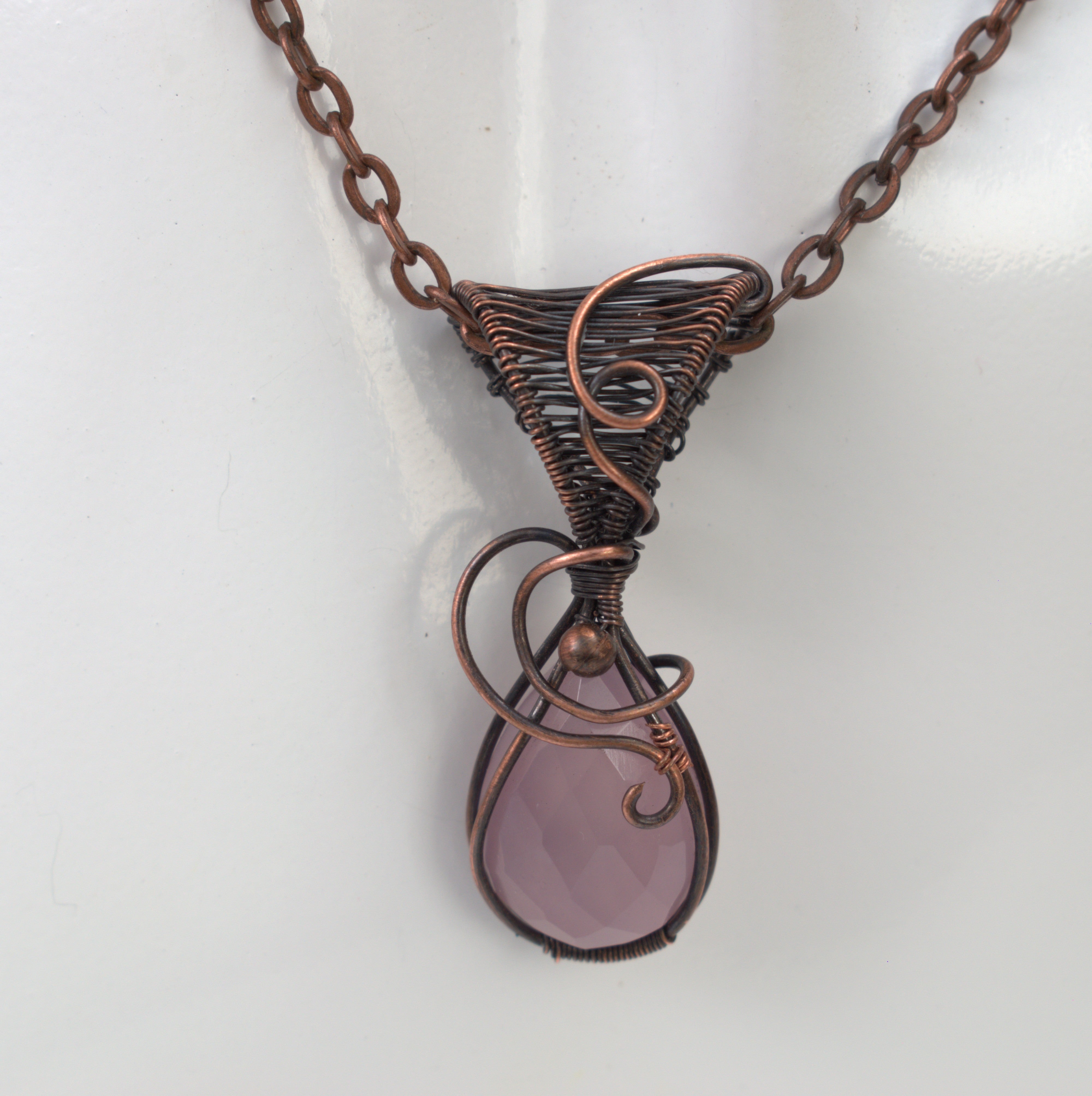 Velvet Reverie – Hand-wrapped Lavender Chalcedony Copper Pendant