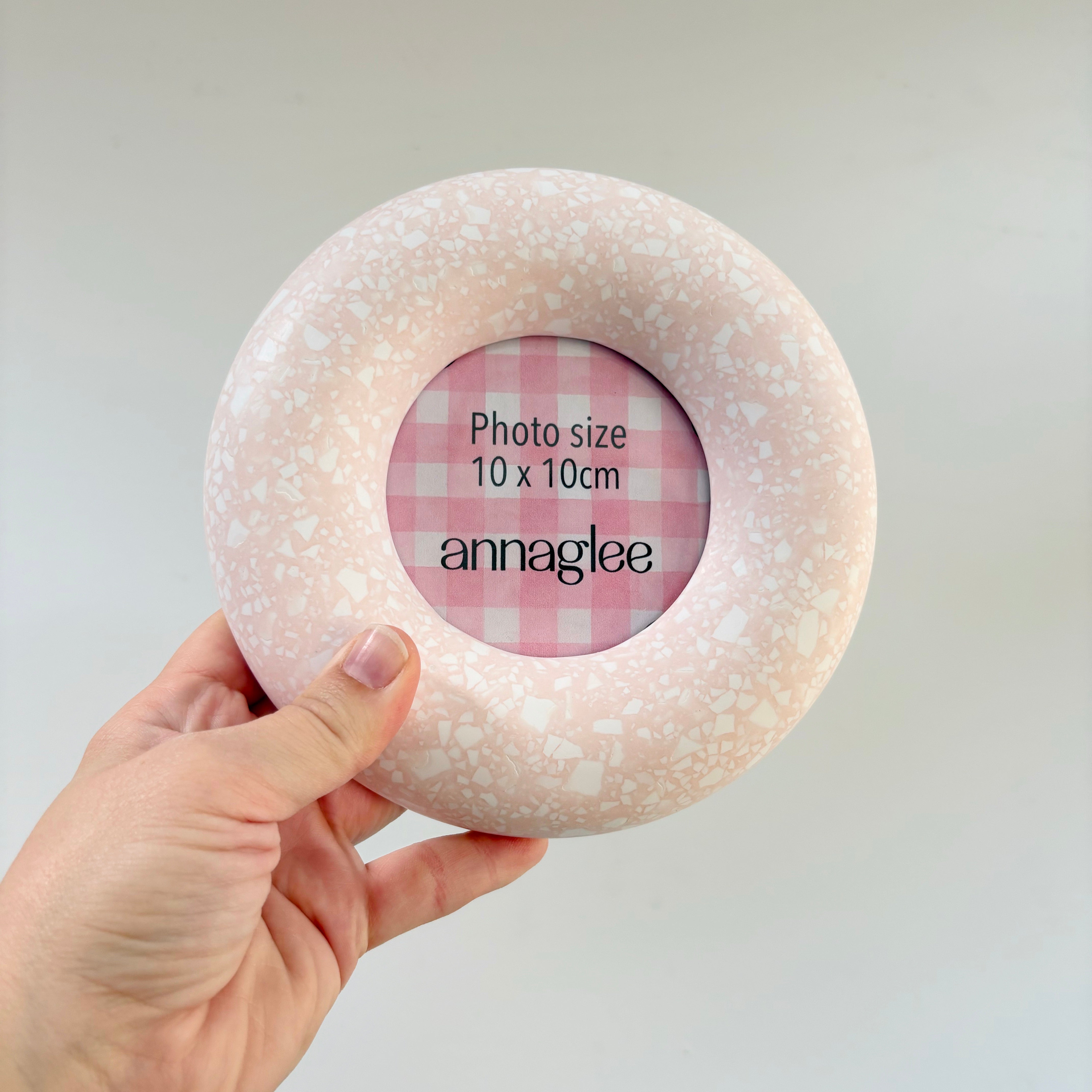 Photo frame, wall hanging soft pink and white terrazzo pattern