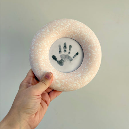 Photo frame, wall hanging soft pink and white terrazzo pattern