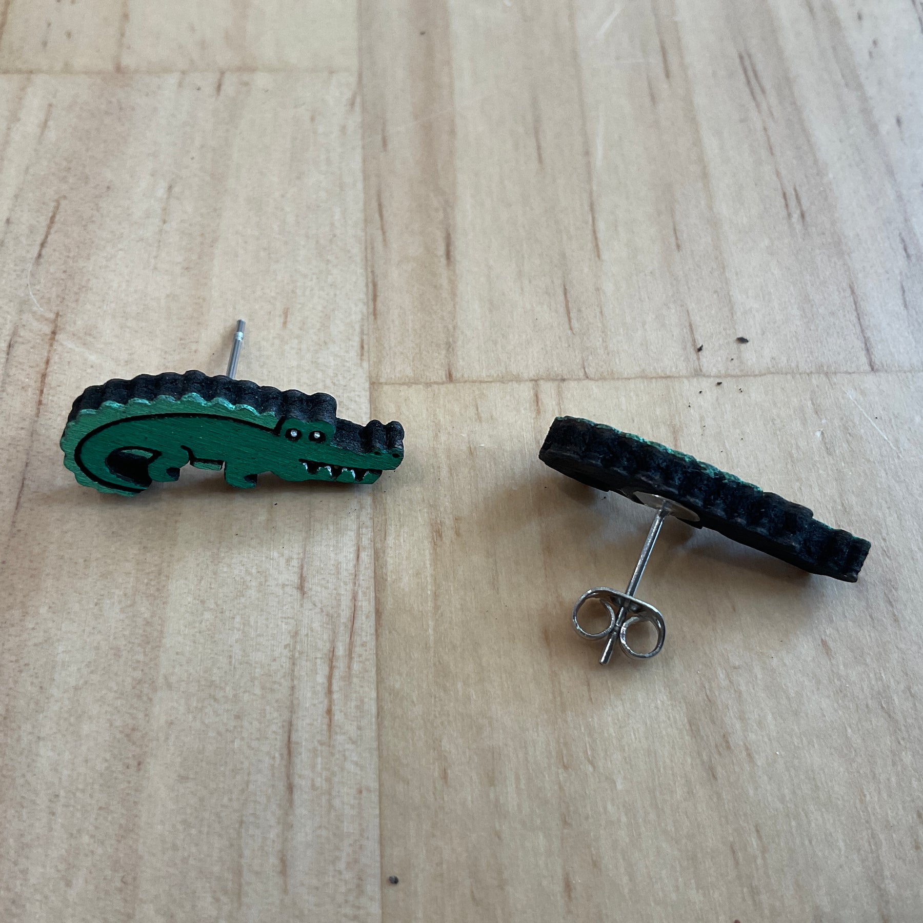 Australian animal studs - Crocodile - hand painted, wooden