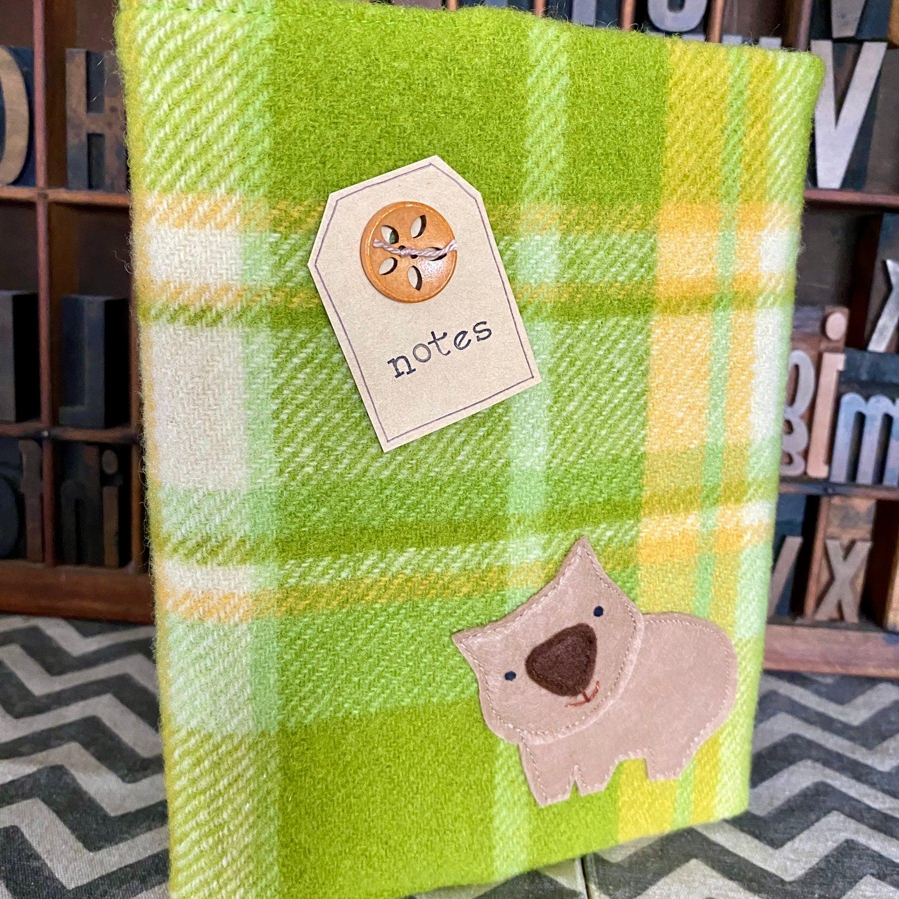 A5 Upcycled Notebook Wombat - Lime