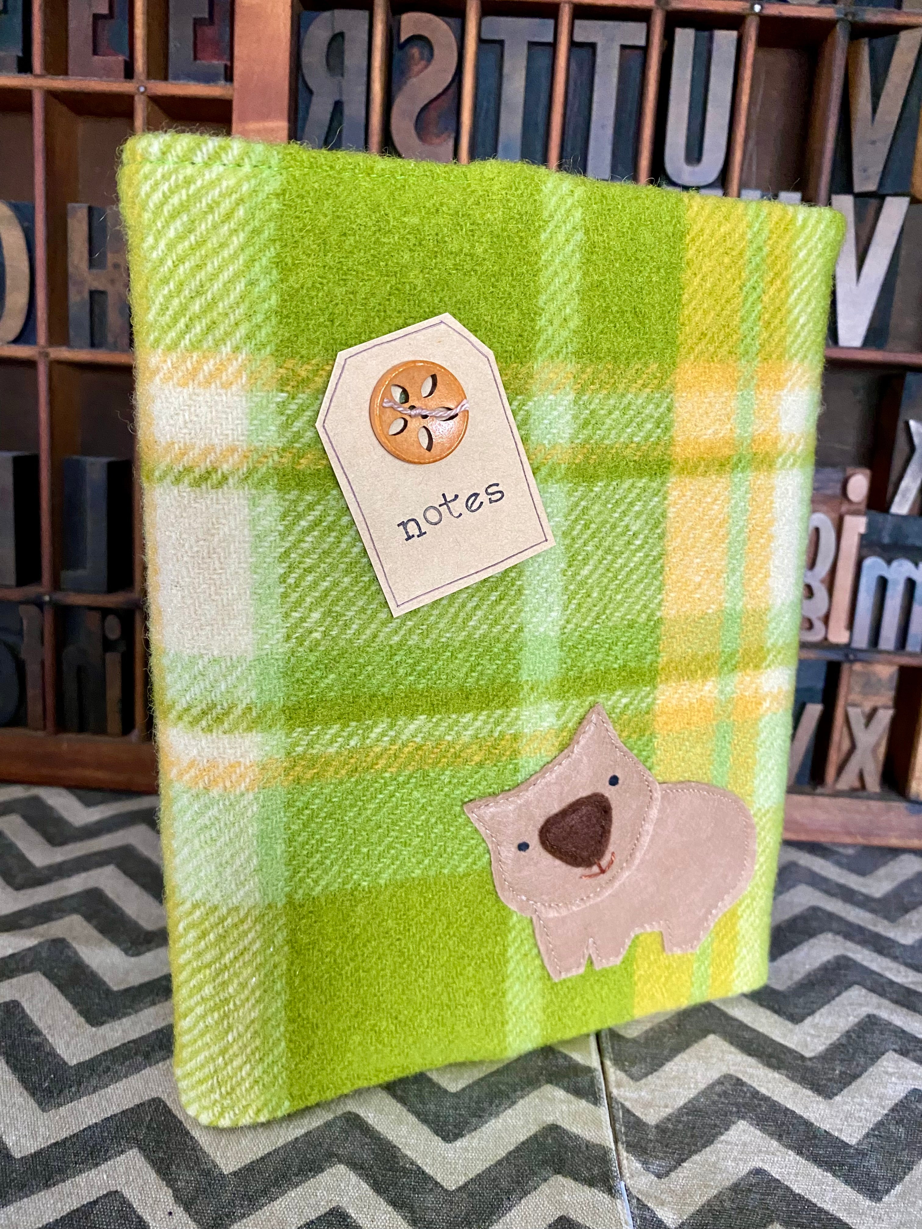 A5 Upcycled Notebook Wombat - Lime
