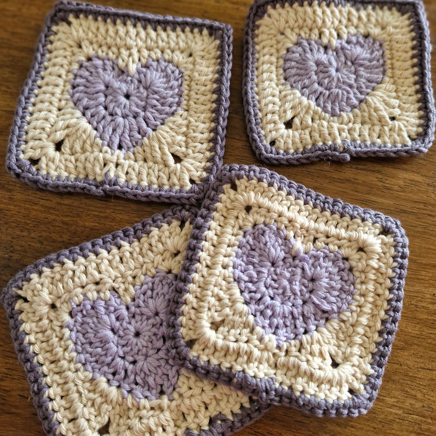 Handmade Crochet Lavender Heart Coasters